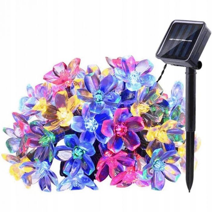 Ghirlanda solara LED decorativa 50 flori multicolora, Polux15