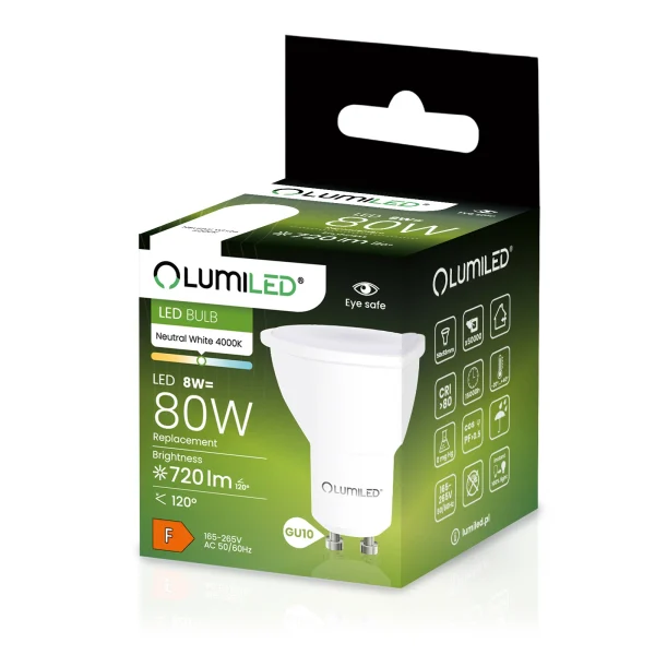 Bec led GU10, 8W(70W), 720lm, A+, lumina alba naturala, Lumiled