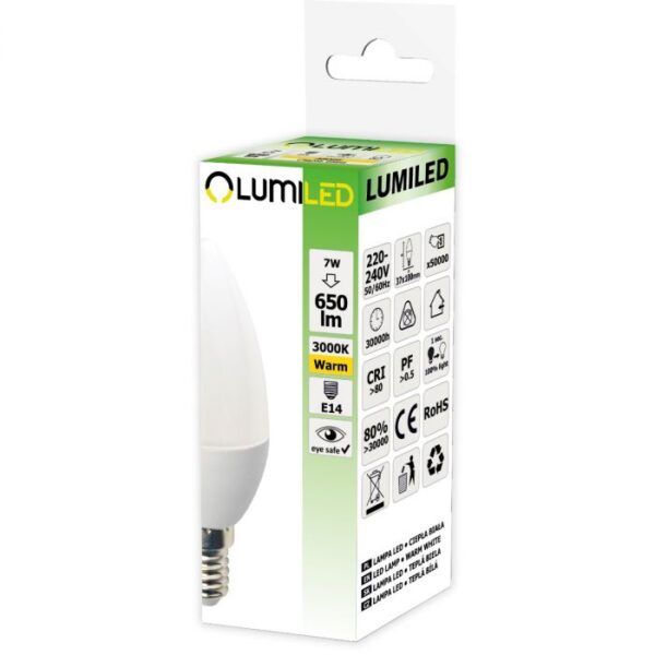 Bec LED E14 7W(65W) 650lm lumina calda – Lumiled