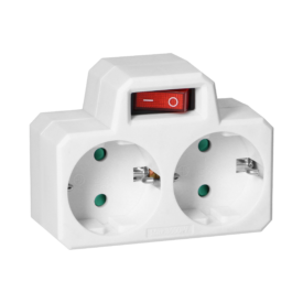 Dublu Stecher Schuko Alb, buton On/Off – protectie copii