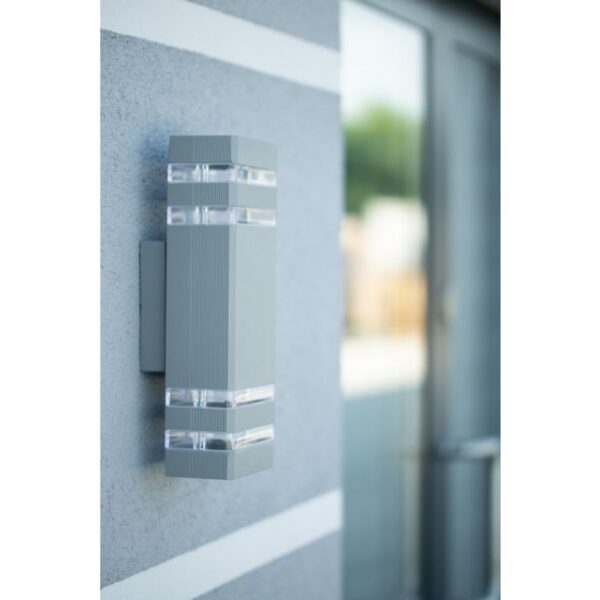 Aplica exterior de perete Gri 2xGU10 – Aluminiu