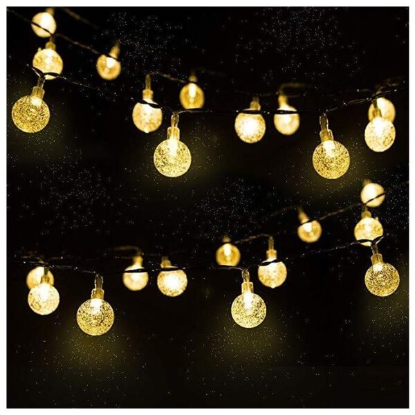 Ghirlandă solară 50 x LED-uri bile decorative 9,25 m 3000K