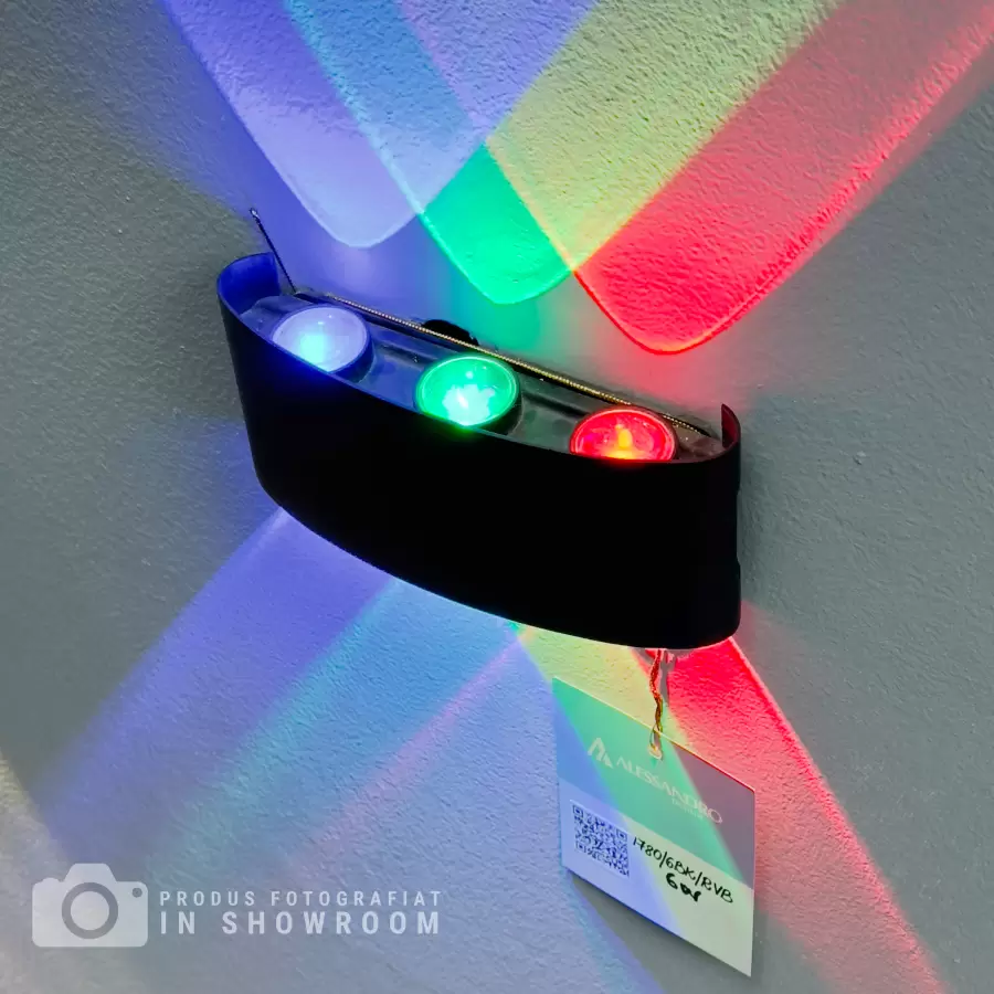 Aplica LED de Exterior Damir, 6W, RGB, Metal, Negru
