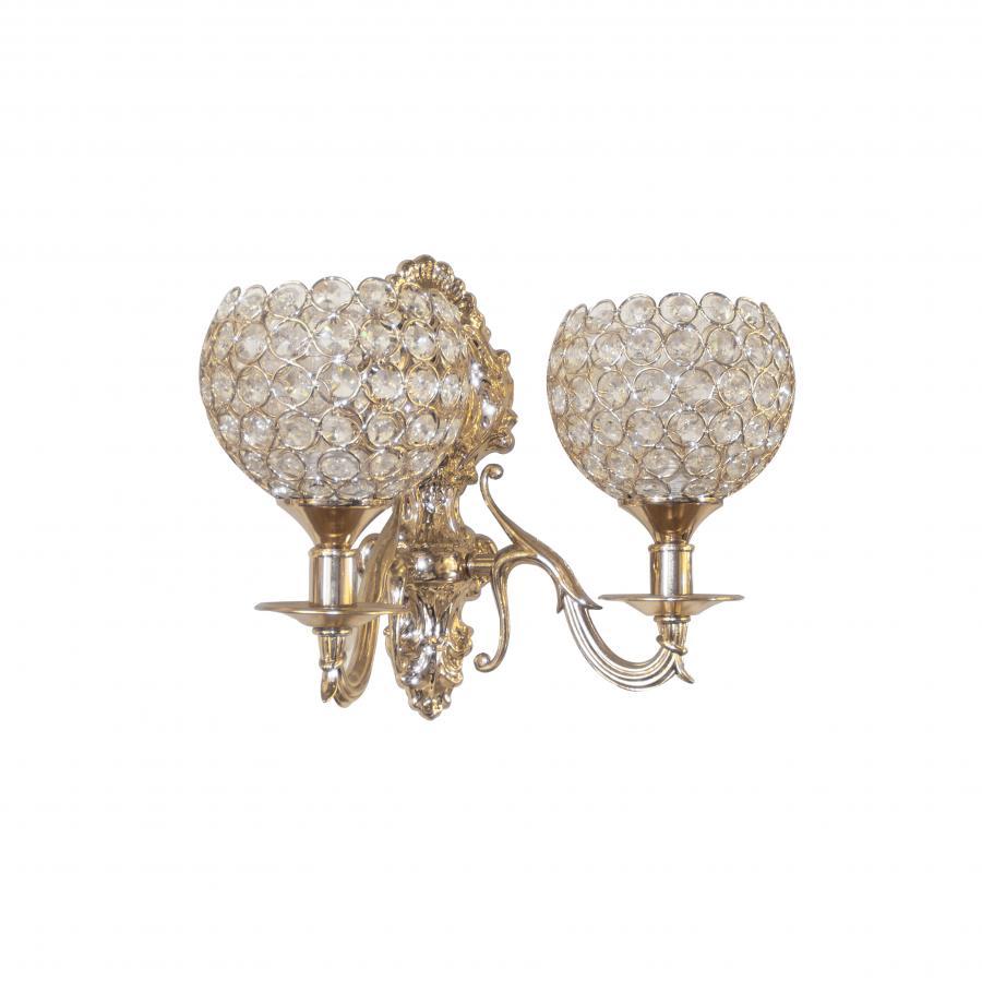 Aplica Oana, 2*E27, Auriu, Metal si Cristal