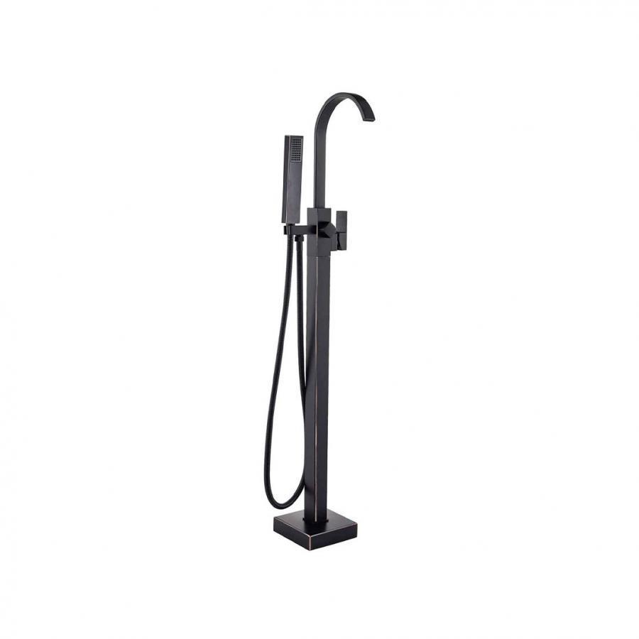 Baterie de Podea cu Cadru Rotund, Alama Sanitara, Negru, CF2036