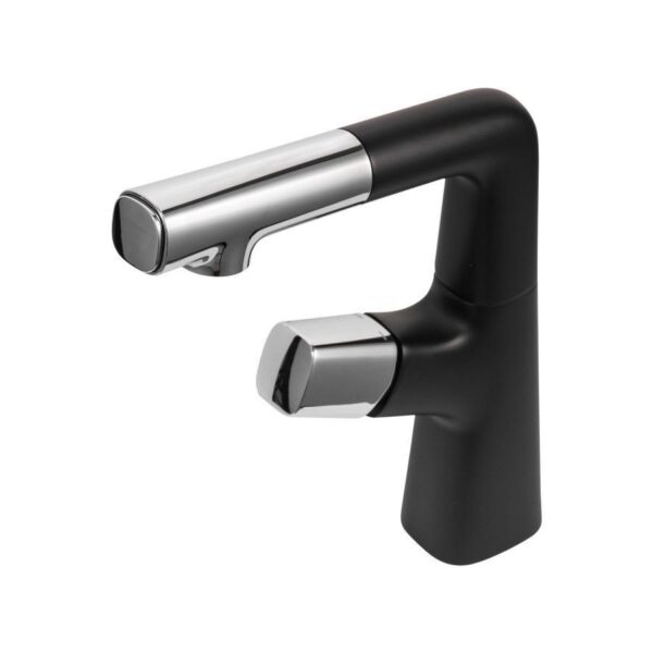 Baterie Lavoar cu Dus Extractibil, Alama Sanitara, Crom si Negru, MP016H/C - imagine 2