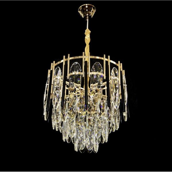 Candelabru Berna, 6*E27, Auriu, Metal si Cristal - imagine 2