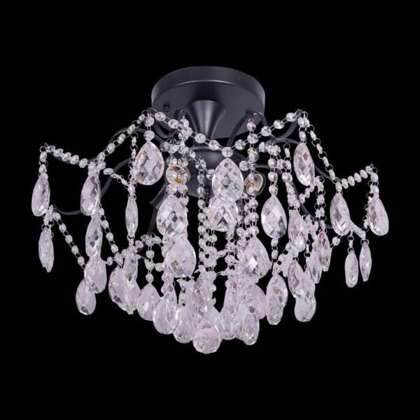 Candelabru Cristal Chris, 4*E27, Negru, Metal si Cristal - imagine 2