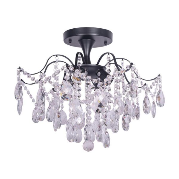 Candelabru Cristal Chris, 4*E27, Negru, Metal si Cristal - imagine 3