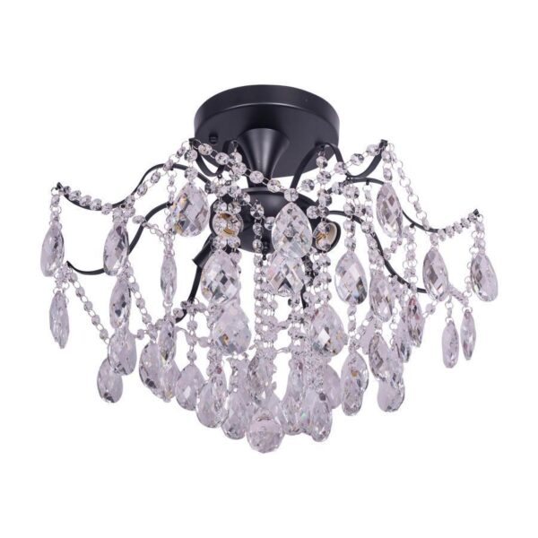 Candelabru Cristal Chris, 4*E27, Negru, Metal si Cristal - imagine 4