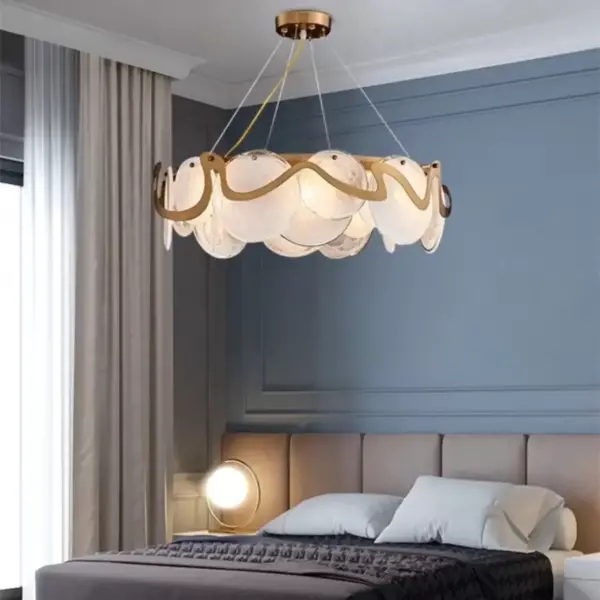 Candelabru Cristal Harold 8x E14 Alb Auriu - imagine 2