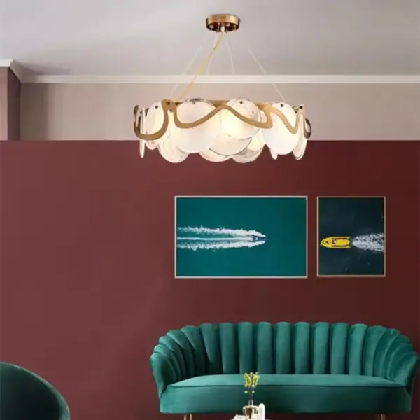 Candelabru Cristal Harold 8x E14 Alb Auriu - imagine 3