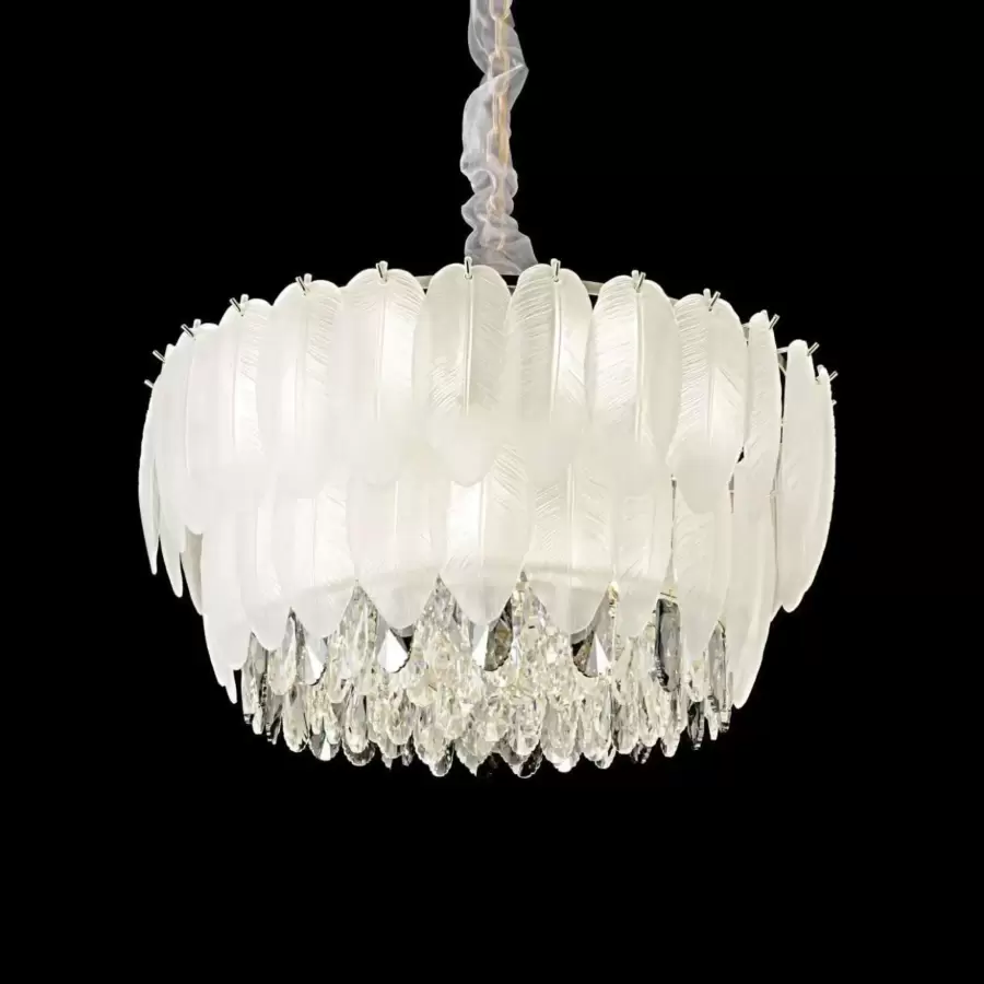 Candelabru Cristal Prince 6x E14 Alb Auriu