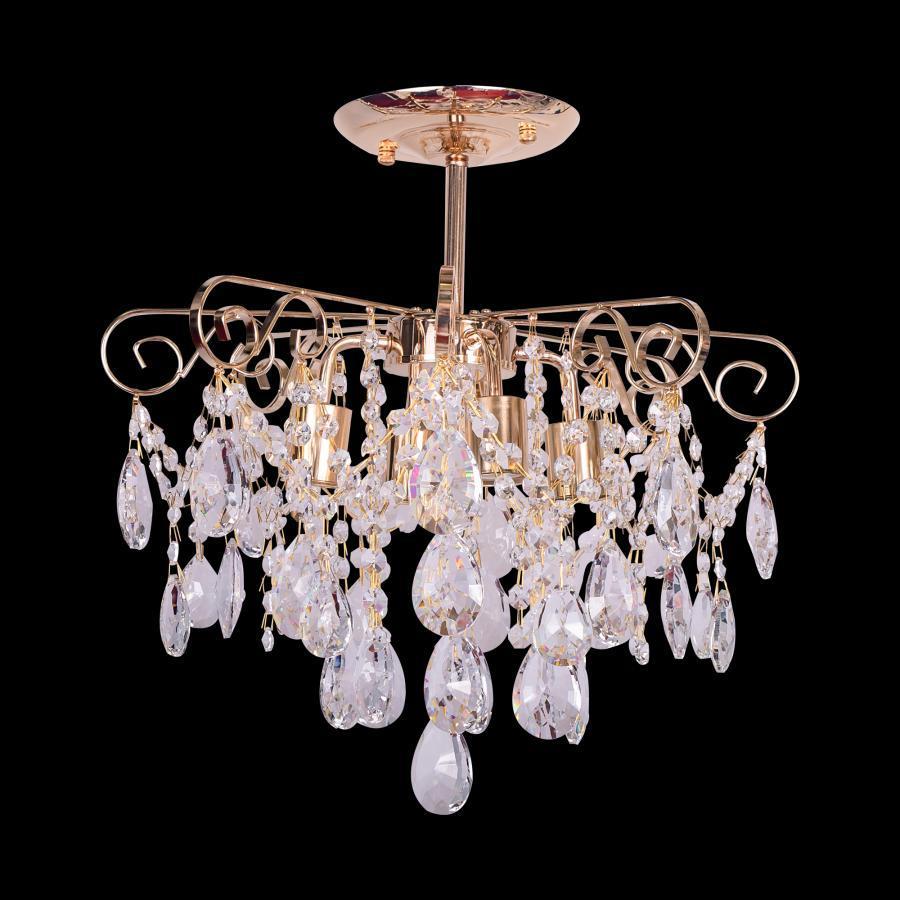 Candelabru Eiko, 4*E27, Auriu, Metal si Cristal