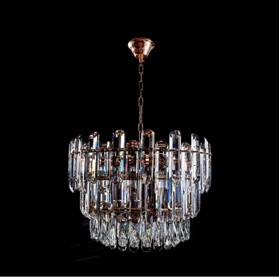 Candelabru Fedreric, 8*E27, Auriu, Metal si Cristal