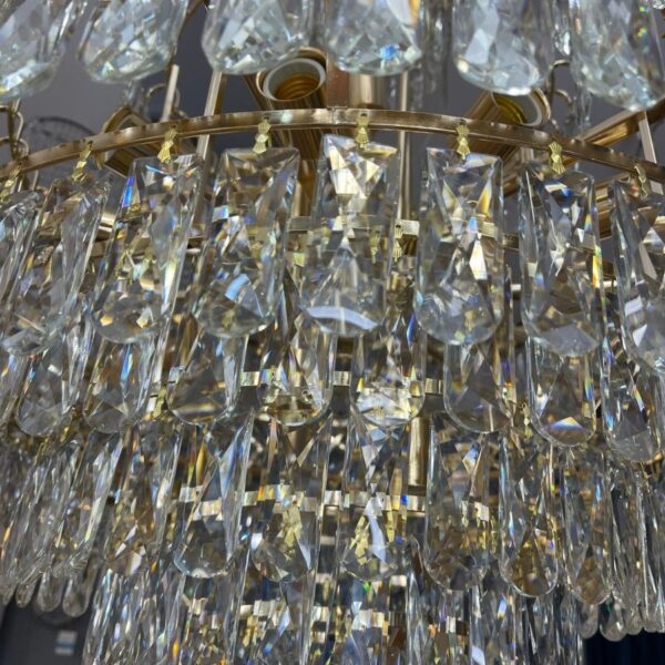 Candelabru Junnut 21*E27, Cristal si Metal, Auriu - imagine 2