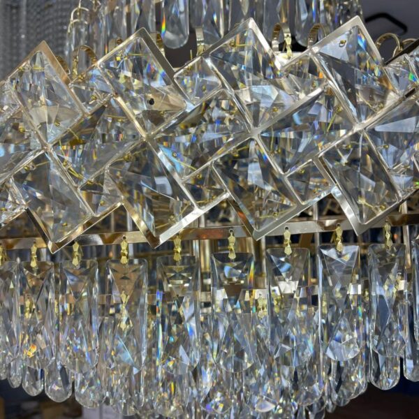 Candelabru Junnut 21*E27, Cristal si Metal, Auriu - imagine 4