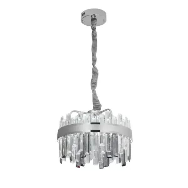 Candelabru LED Cristal cu Telecomanda Miguel 92W Dimabil Argintiu - imagine 2