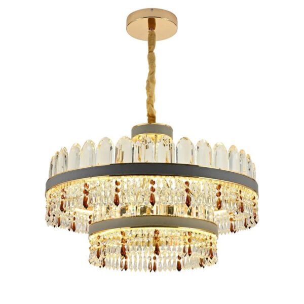 Candelabru LED Pollux cu Telecomanda, 300W, Auriu, Cristal, Dimabila - imagine 2