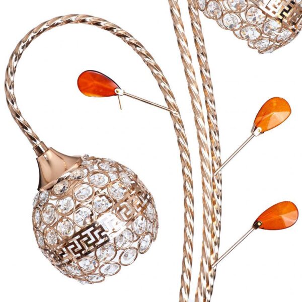 Lampadar Bianca, 3*E27, Auriu, Metal si Cristal - imagine 2