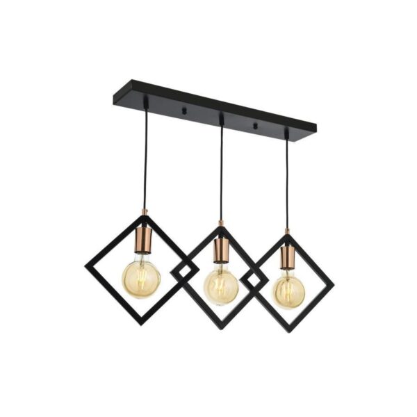 Lustra Fresi, 3*E27, Metal, Negru - imagine 2