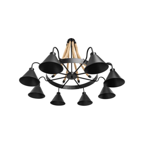 Lustra Indiana, 8*E27, Metal si Franghie, Negru - imagine 2
