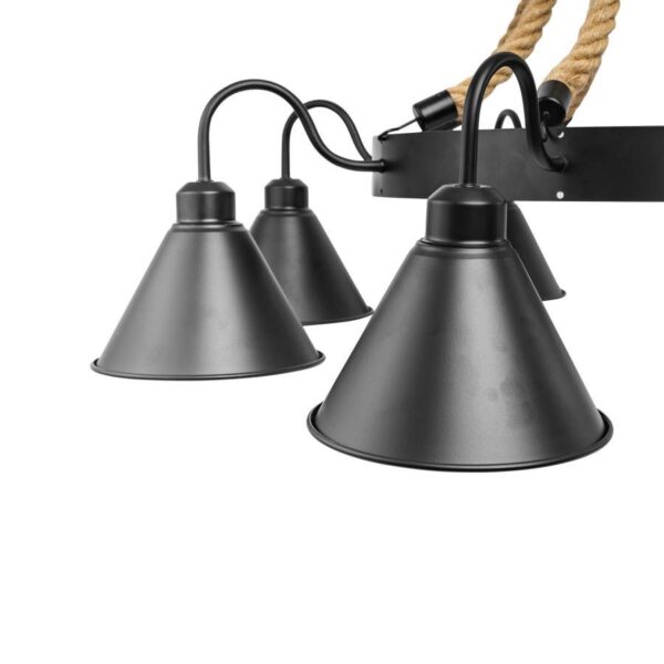 Lustra Indiana, 8*E27, Metal si Franghie, Negru - imagine 4