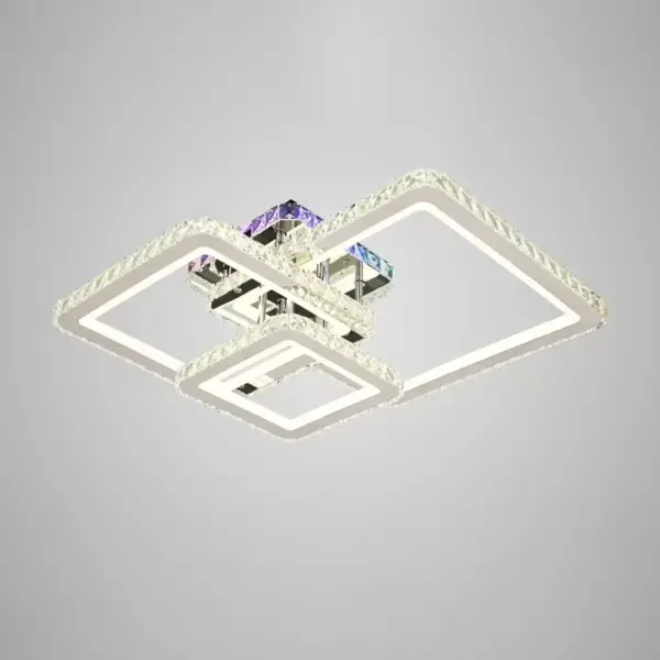Lustra LED Cristal RGB cu Telecomanda Justin 106W Dimabila Argintiu