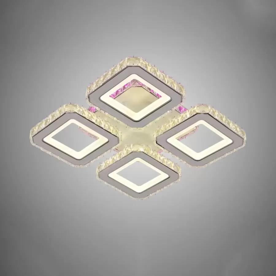 Lustra LED Cristal RGB cu Telecomanda Mathilde 74W Dimabila Alb