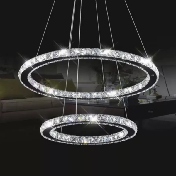 Lustra LED cu Telecomanda Helen, 80W, Lumina Rece/Calda/Neutra, Metal si Cristal