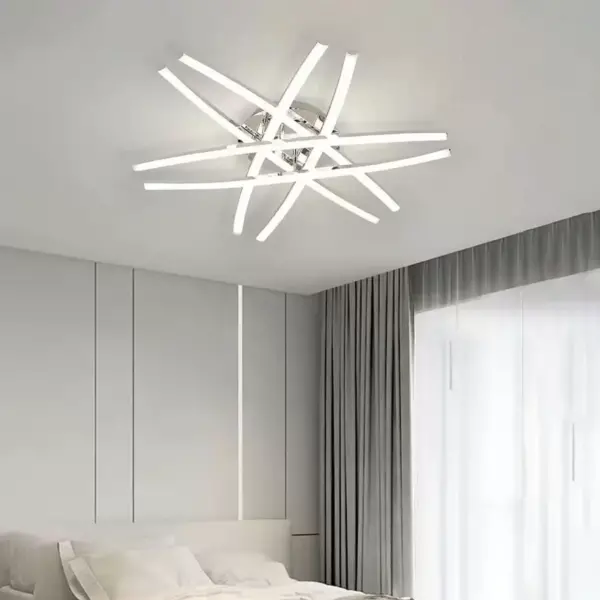 Lustra LED cu Telecomanda River 144W Dimabila Alb Argintiu