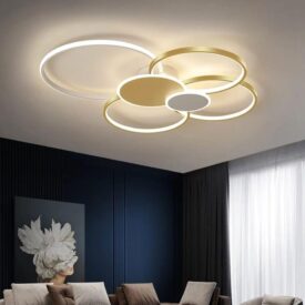 Lustra Led Lacerta cu Telecomanda, 200W, Auriu, Acril, Dimabila