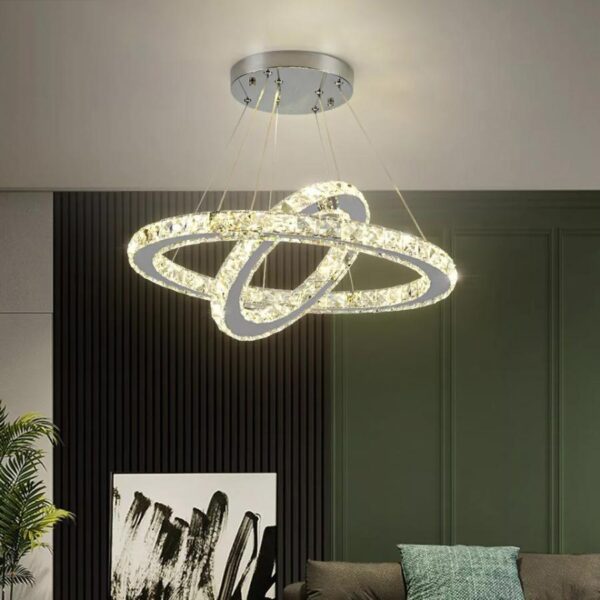 Lustra LED cu Telecomanda Helen, 80W, Lumina Rece/Calda/Neutra, Metal si Cristal - imagine 3