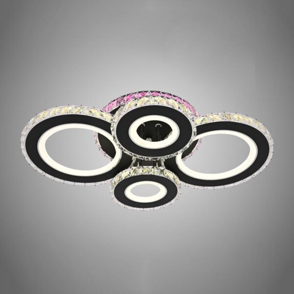 Lustra LED RGB Zafina cu Telecomanda, 136W, Negru - imagine 2