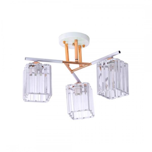 Lustra Mirabela, 3*E27, Auriu, Metal si Cristal