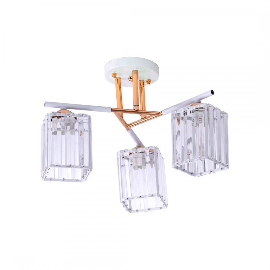 Lustra Mirabela, 3*E27, Auriu, Metal si Cristal