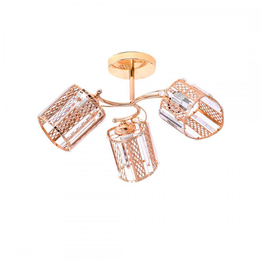 Lustra Raluca, 3*E27, Auriu, Metal si Cristal