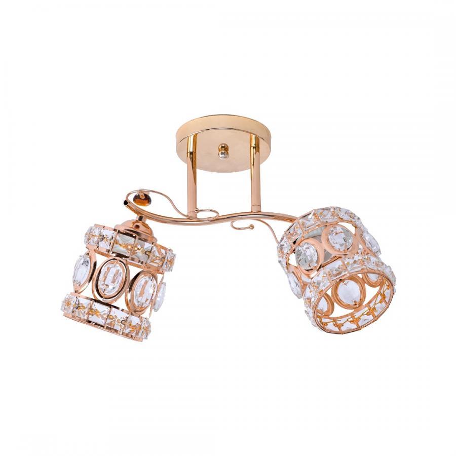 Lustra Rita, 2*E27, Auriu, Metal si Cristal