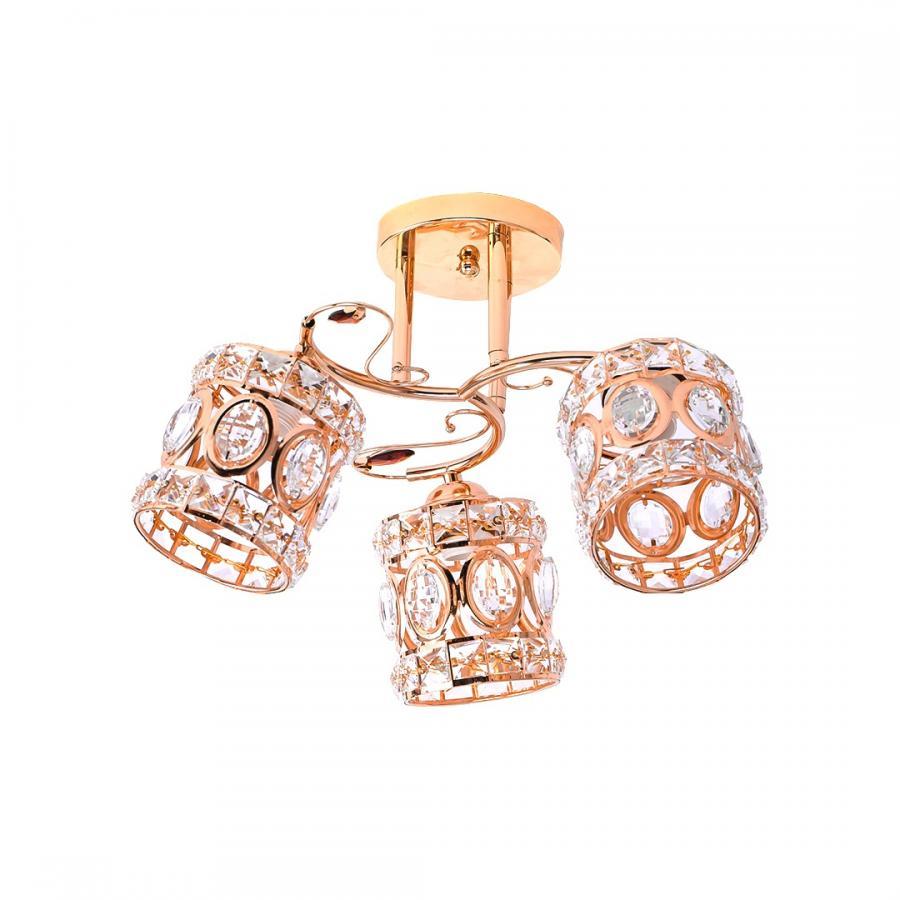 Lustra Rita, 3*E27, Auriu, Metal si Cristal