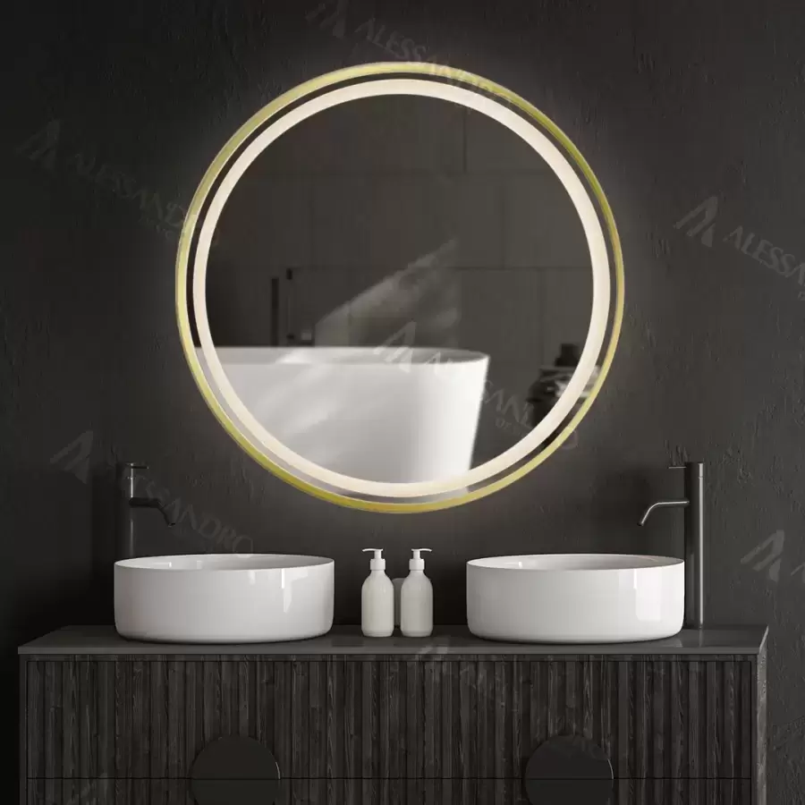 Oglinda LED Touch Venere Sistem Dezaburire Rama Aurie 70×70 cm Colectia Marcello Funghi