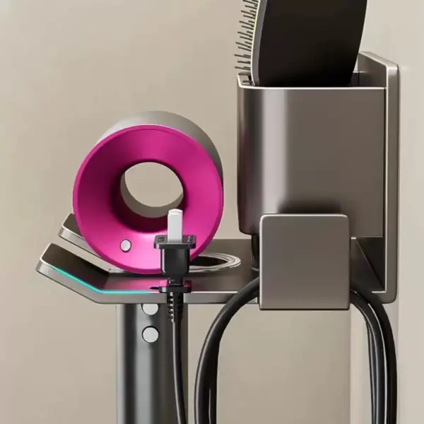 Suport Feon si Accesorii Baie Metalic, Gri - imagine 2