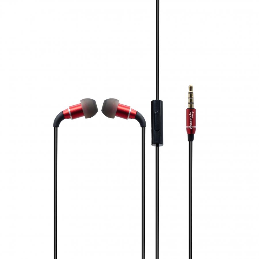 Casti In-Ear, cu Microfon, Pentru Telefon, Hands-Free, Control Volum pe Fir, Negru/Rosu – Negru