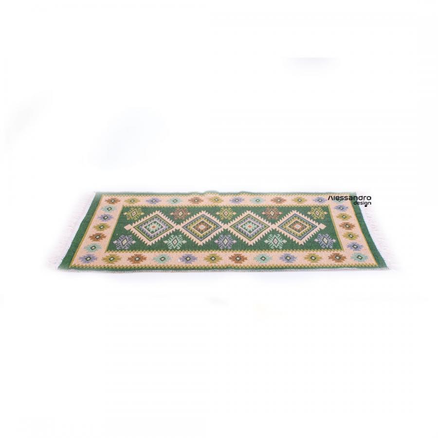Covor Rustic, Verde, Bumbac, 80*100 cm