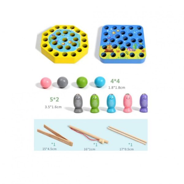 Joc Interactiv Hexagonal tip Pescuieste Pestisorii, Multicolor, Lemn - imagine 2
