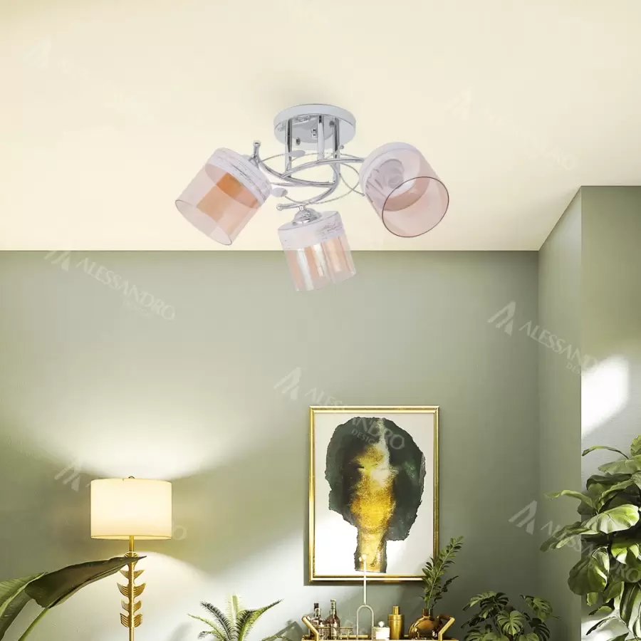 Lustra Anabela, 3*E27, Crom, Metal si Sticla