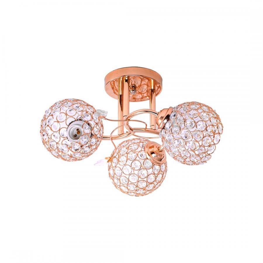 Lustra Atena, 3*E27, Auriu, Metal si Cristal