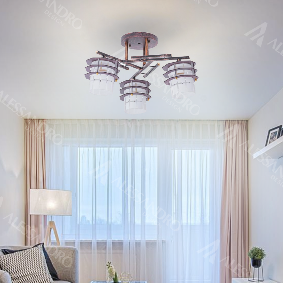Lustra Eugenia, 3*E27, Mahon, Metal si Sticla