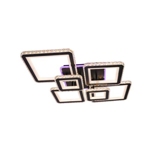 Lustra Led Ivone cu Telecomanda, 330W, Negru, Dimabila, RGB - imagine 3