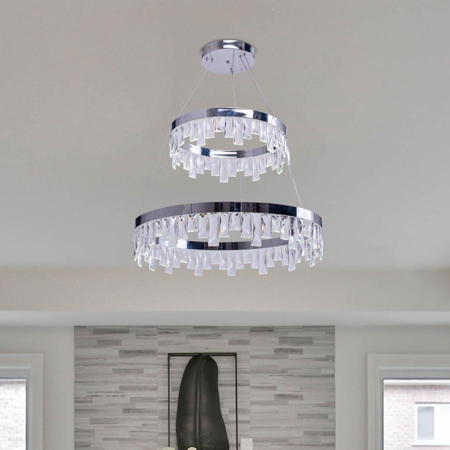 Lustra Led Sabin, 62W, Crom, Cristal, 3000K/4000/6000K