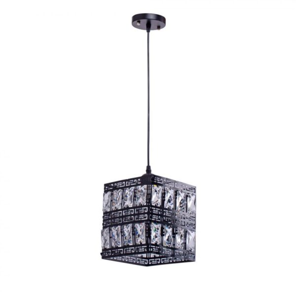 Pendul Eusebiu, 1*E27, Negru, Metal si Cristal, SJ029/3BKL - imagine 2